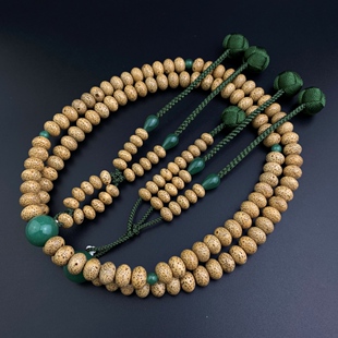 妙莲花日本御念珠日莲宗星月菩提尺三扁天然绿东陵56号小田卷包邮