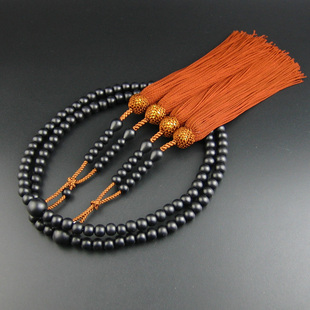 妙莲花日本御念珠真言宗净土宗八宗通用进口黑檀加长流苏房包邮