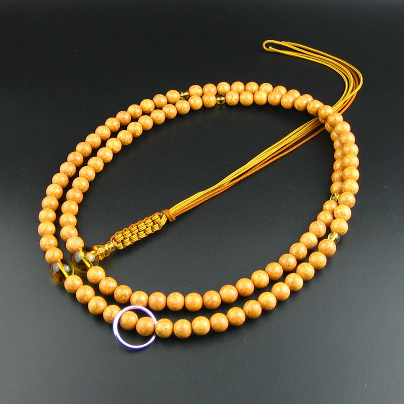妙莲花日本御念珠曹洞宗禅宗108天竺菩提进口黄水晶正绢纽房包邮