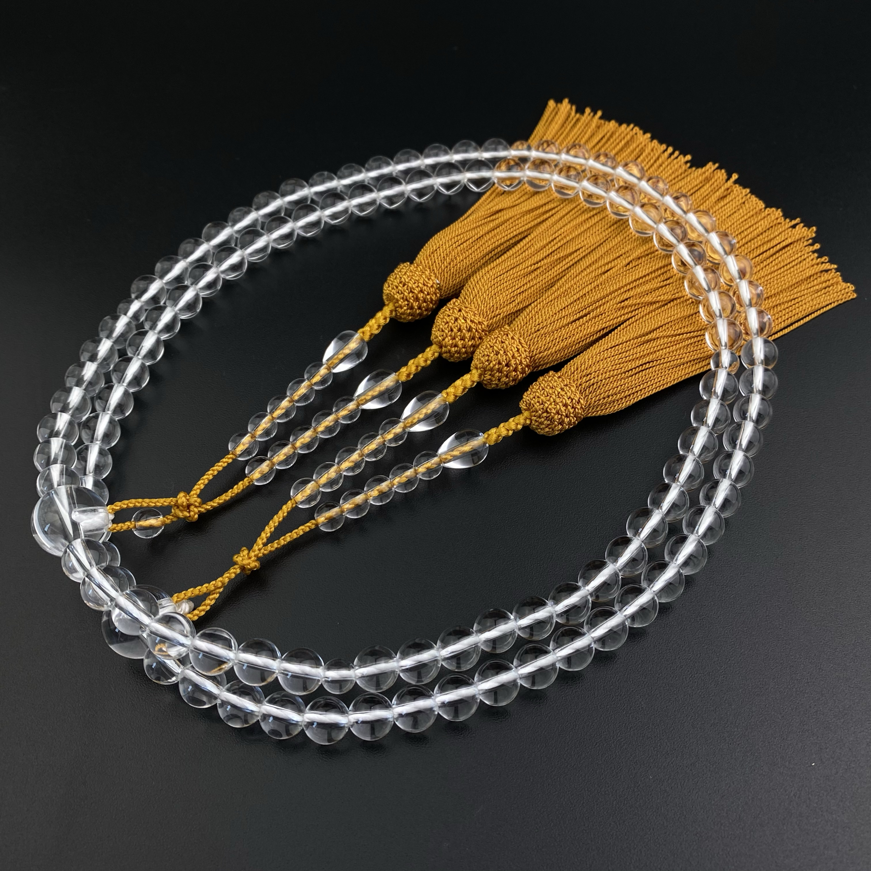 日本御念珠八宗通用本式108进口天然白水晶京都正绢流苏包邮