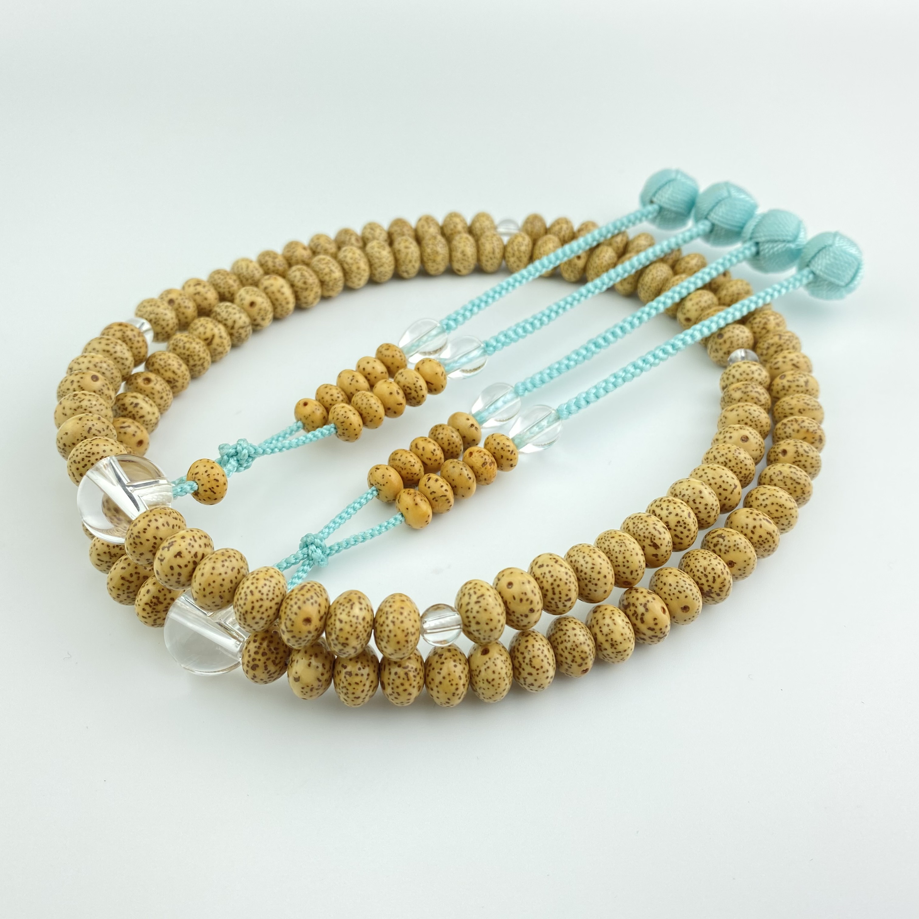 妙莲花日本真言宗东密念珠佛珠星月菩提扁珠进口白水晶双佛头包邮