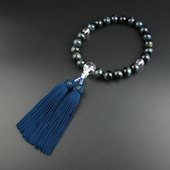 妙莲花日本御念珠八宗用手持蓝虎眼石白水晶京都正绢流苏房 包邮