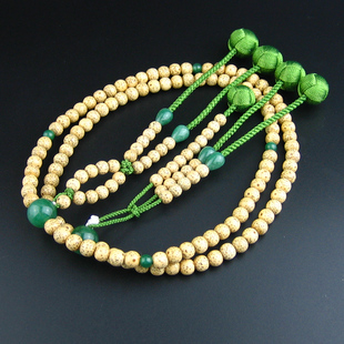 妙莲花日本念珠日莲宗108星月菩提进口绿东陵小田卷房包邮