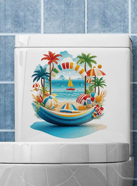 创意旅康CH33844夏日沙滩个性墙贴浴室马桶装饰自粘贴纸