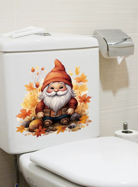 创意跨境TEMU代发CH33816金秋老人感恩节场景装饰浴室洗手间布置