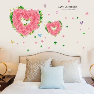 温馨浪漫玫瑰花情侣墙贴纸婚房卧室床头客厅背景墙纸自粘装 饰贴画