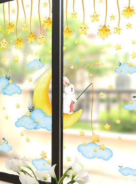 创意幼儿园玻璃贴双面图