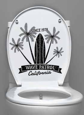 创意亚马逊新品CH33553沙滩椰树夏季洗手间马桶翻新装饰防水自粘