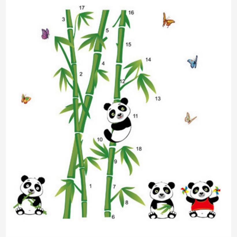创意熊猫墙贴画楼梯过道走廊卫生间玻璃门客厅玄关幼儿园装饰贴纸图片