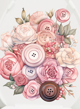 创意跨境CH33741粉色花卉墙贴女生卧室床头背景装饰自粘贴纸