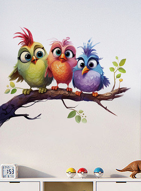 创意CH36099创意可爱小鸟墙贴儿童卧室房间书桌墙面背景装饰贴纸