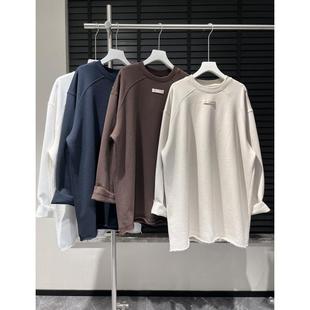 特大码200斤百搭贴布小标签宽松中长毛边加绒卫衣长袖打底上衣胖m