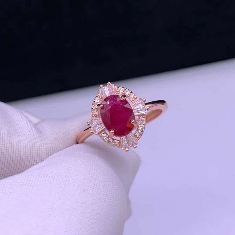 S925银天然红宝石戒指复古宫廷风戒指开口红宝石戒2022新款夏日戒