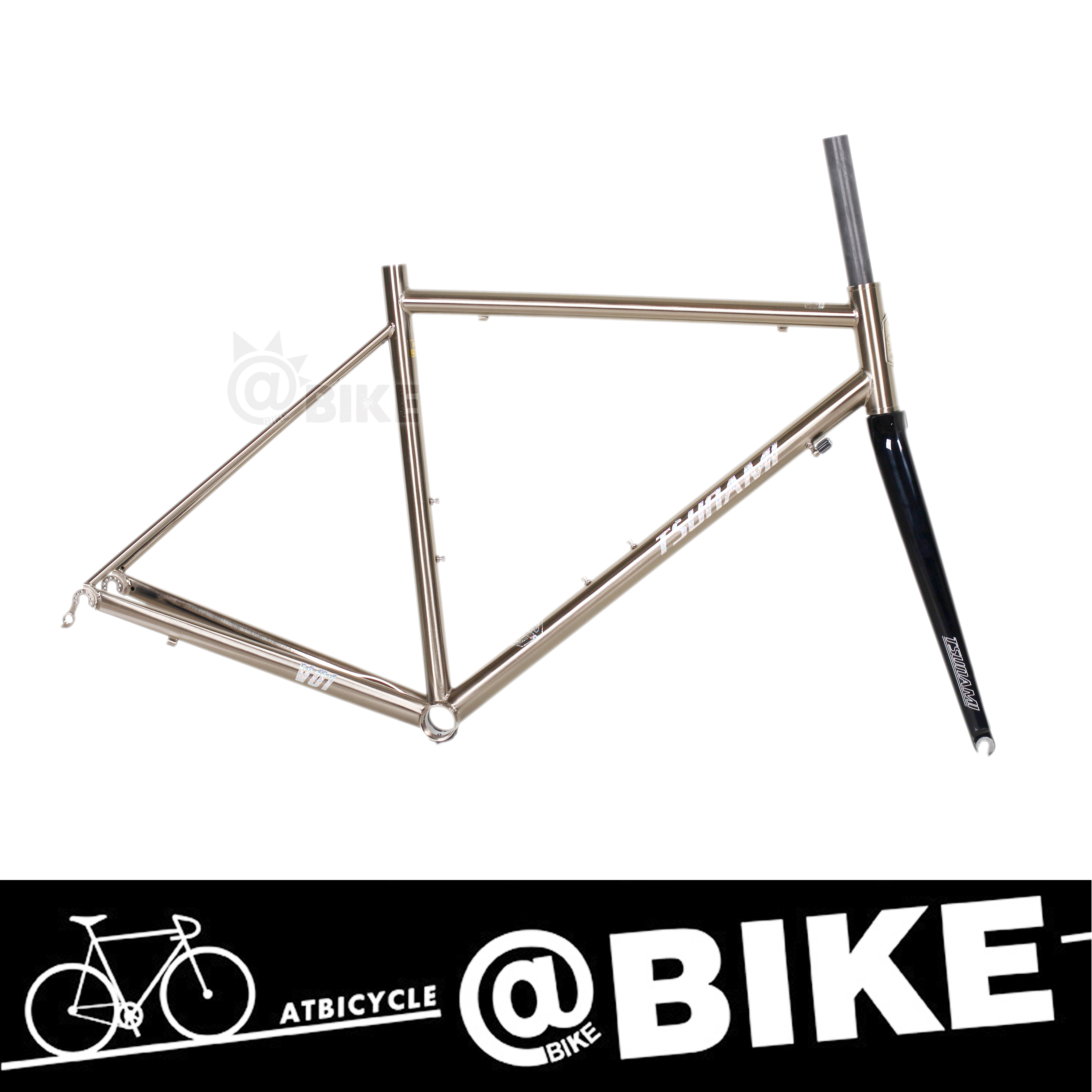 @bike 海啸雷诺520钢架 TSUNAM 全碳前叉 拉丝超轻公路自行车车架