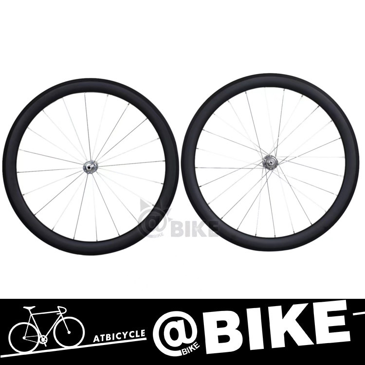 @BIKE 碳纤维单速死飞自行车轮组PIZZ花鼓 50MM开口胎700C碳轮组