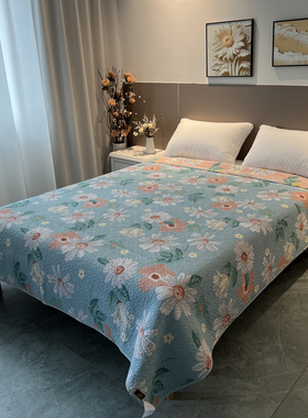 大小花四季用纯棉全棉床盖可铺可盖床单绗缝被铺盖夹棉绗缝被单件