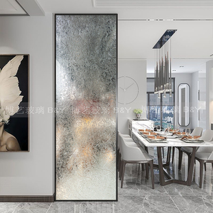 艺术玻璃玄关手工浮雕工艺简约风现代肌理树枝隔断屏风鞋柜玻璃上