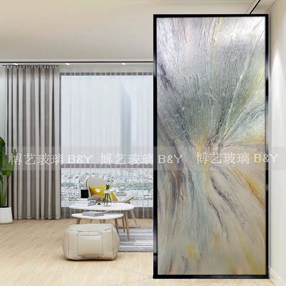 艺术玻璃玄关简约轻奢现代深雕纹理双面钢化隔断屏风鞋柜上卫生间,基础建材,艺术玻璃,淘宝优惠券,粉丝福利购,淘宝优惠卷