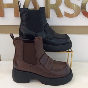 卡迪娜Kadina专柜正品2025冬季新款轻厚底切尔西短筒女靴KA251806