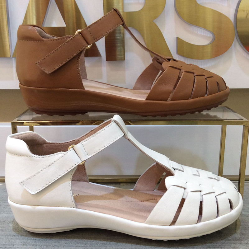 哈森HARSON正品夏季新款包跟舒适休闲时尚罗马风女皮凉鞋HM227188