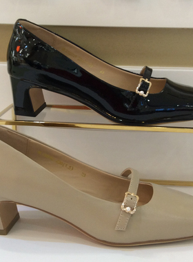 断码特惠哈森HARSON正品春秋季款中粗跟玛丽珍漆皮女单鞋HL232021