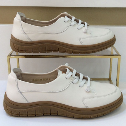 特惠哈森HARSON正品春秋季平底系带圆头百搭休闲女单皮鞋HC230101