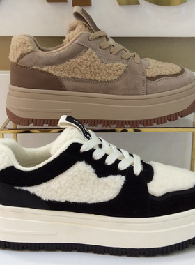 断码特惠卡迪娜KADINA正品秋冬季休闲平底系带加绒女板鞋KC231707