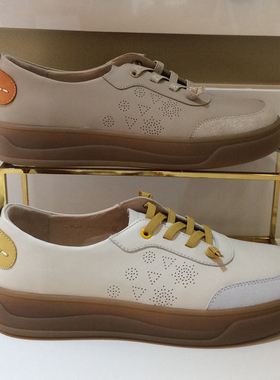 断码哈森HARSON正品2024春秋季平底系带休闲舒适女单皮鞋HC246102