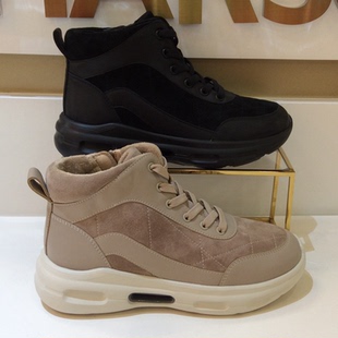 卡迪娜Kadina新款 高帮厚底拉链休闲加绒女短靴KCA247003 2024冬季