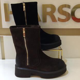 断码特惠卡迪娜Kadina专柜2024冬季中跟毛里保暖女短筒靴KA248107