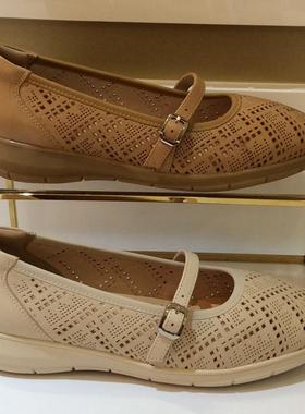 卡迪娜KADINA正品2025新款春秋季平底镂空透气休闲女单鞋KS251531