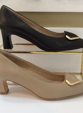 断码特惠卡迪娜KADINA正品春秋季软底高粗跟尖头女单皮鞋KL231532