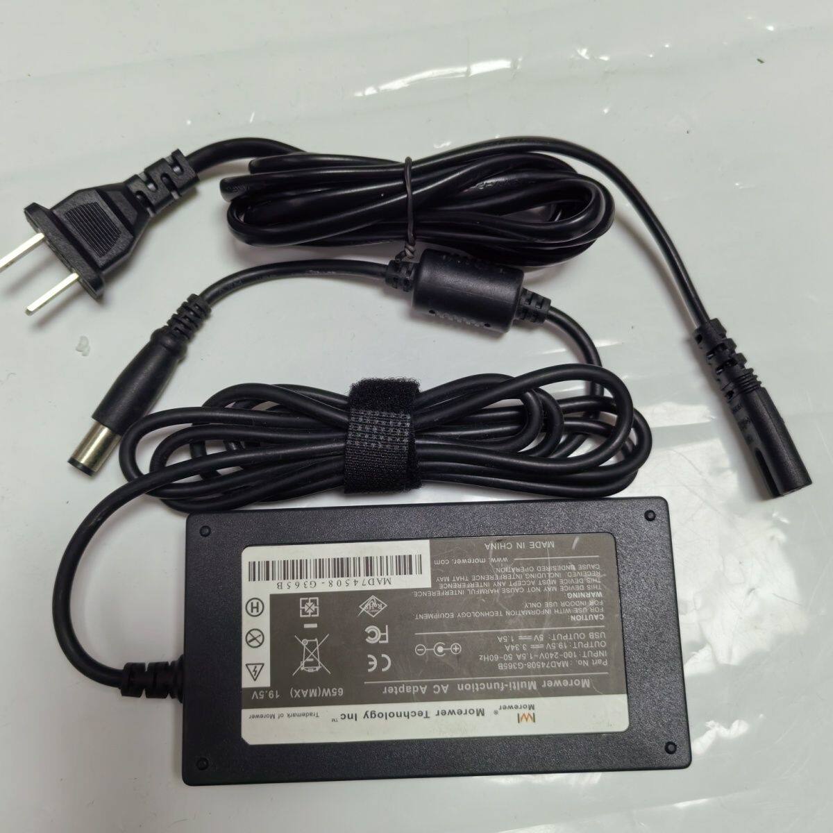 Morewer笔记本电源适配器19.5V3.34Ausb5V1.5A双充超薄充电线内针