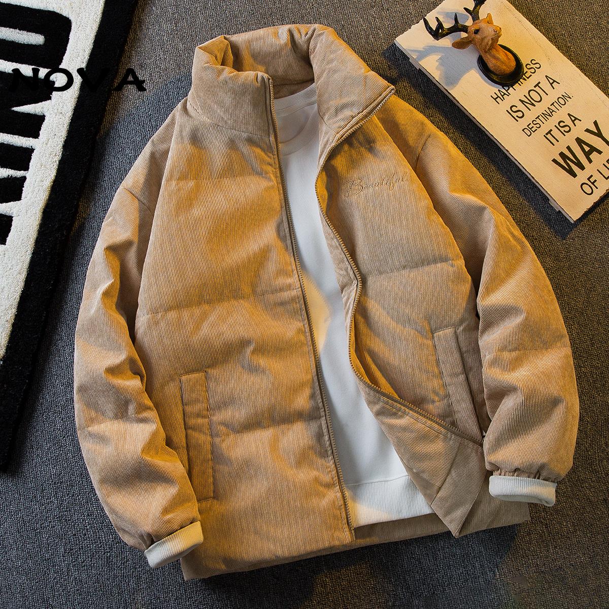 【意大利高端潮牌】白鸭绒轻薄羽绒服男款冬季美式立领棉服灯芯绒