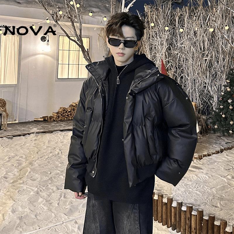 【意大利高端潮牌】美式PU皮羽绒服男加厚保暖棉服外套冬季面包服