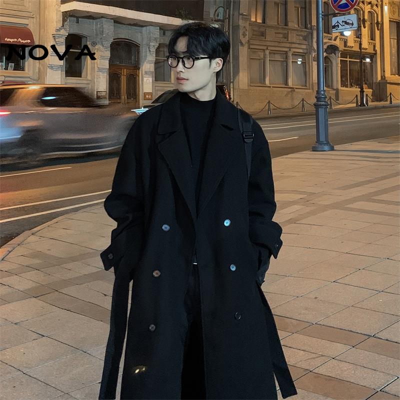 【意大利高端潮牌】腰带中长款毛呢大衣冬季宽松加厚呢子风衣外套