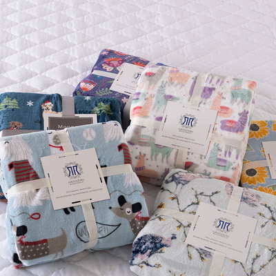 毛毯圣诞花色法兰绒宝宝绒毛毯