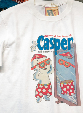 麻烦士多鬼马小精灵vintage美式复古纯棉白色卡通短袖T恤男女款