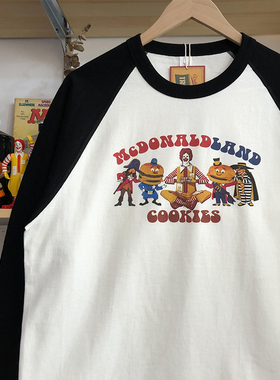 麻烦士多麦当劳汉堡神偷美式复古百搭情侣装日系纯棉重磅圆领上衣