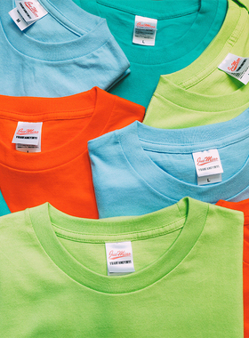 麻烦士多夏天糖果色纯棉纯色日系宽松百搭圆领半袖T恤男女情侣款