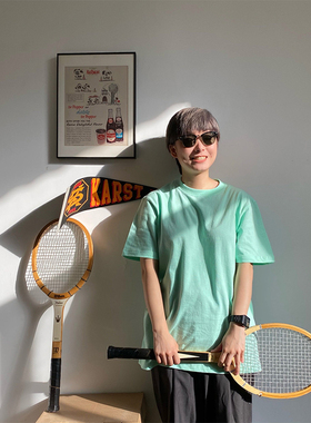 精梳棉糖果色夏季新款日系纯棉男女情侣打底衫圆领T恤宽松短袖潮