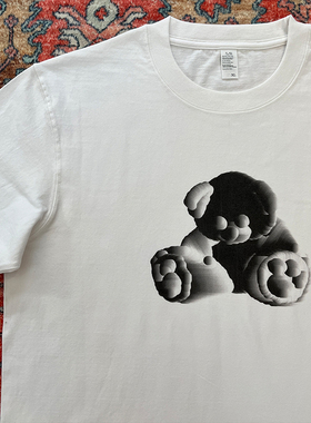 潮牌印花男emo小熊短袖T恤宽松美式趣味短袖圆领重磅夏季半袖