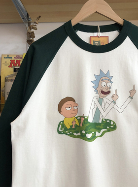 麻烦士多 瑞克和莫蒂rickandmorty腌黄瓜动漫二次元撞色长袖男女