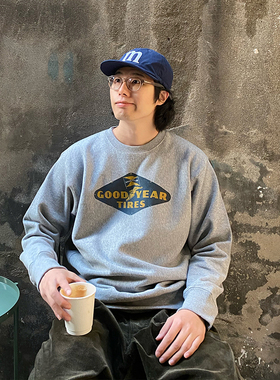 GOODYEAR美式复古固特异vintage圆领加绒卫衣百搭潮流咔叽情侣款