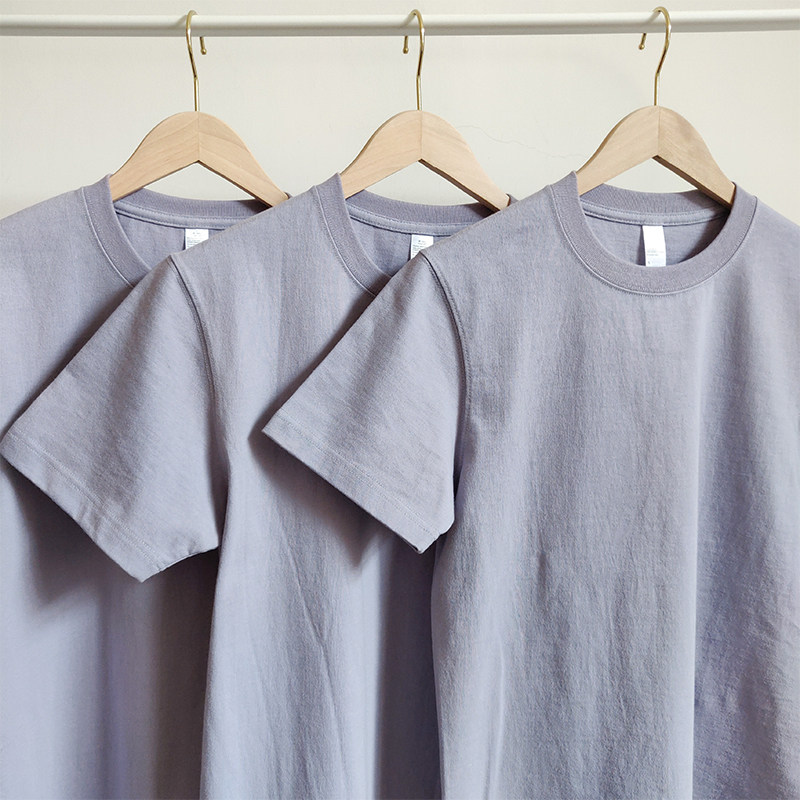 精梳棉重磅葡萄紫香芋浅紫色日韩系纯色男女款圆领打底衫短袖上衣