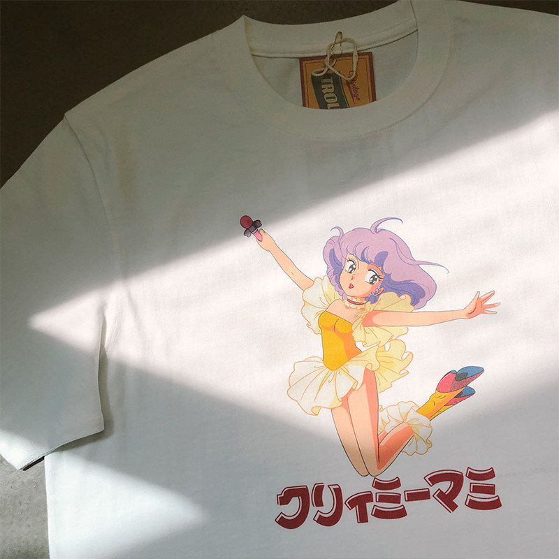 复古蒸汽波魔法天使日本动漫二次元短袖甜美可爱OVERSIZE情侣T恤