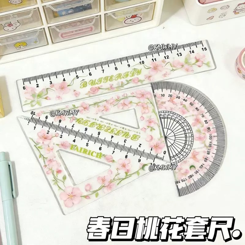 春日桃花高颜值学生直尺套装
