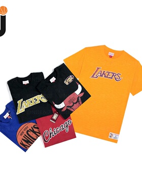 Mitchell Ness MN 公牛/湖人/尼克斯队 复古短袖 做旧复古全棉T恤