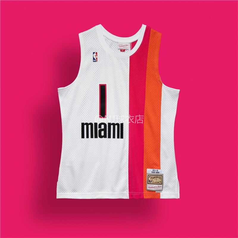 Mitchell&Ness MN 波什热火ABA复古白彩虹佛罗里达人球迷版SW球衣