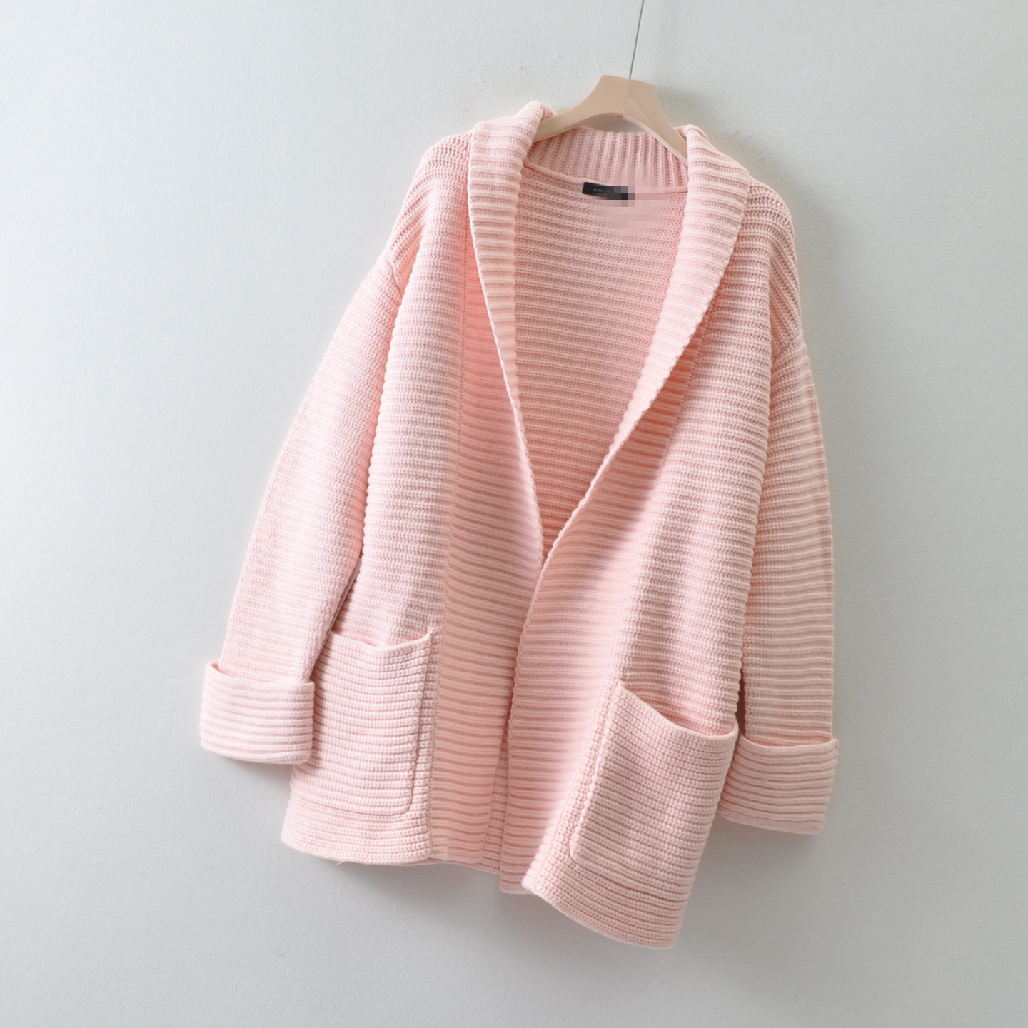 外贸美国单ANN TAY*女装~粗线棉厚款毛衣外套 宽松版口袋无扣开衫